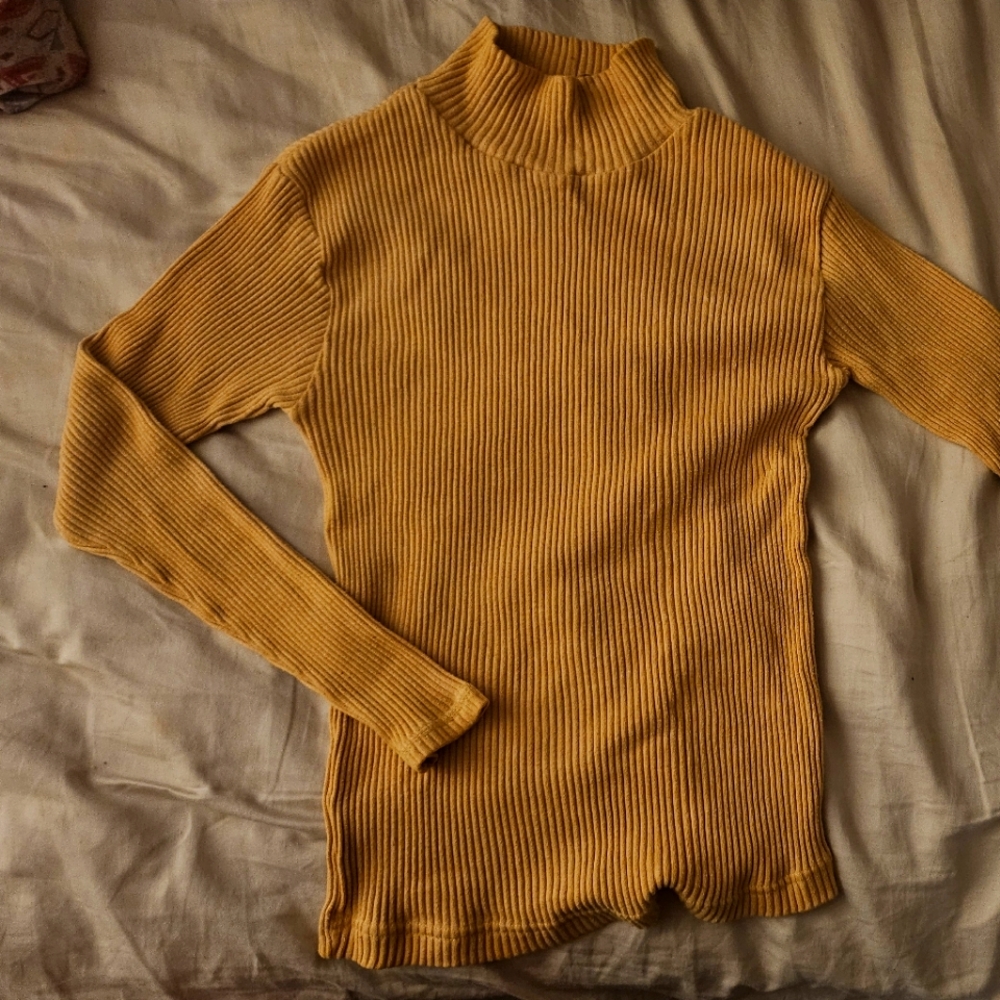 Yellow The Limited ribbed turtleneck